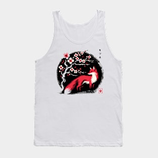 Minimalist Fox Ink Japanese Streetwear Novelty Retro Red Fox Tank Top